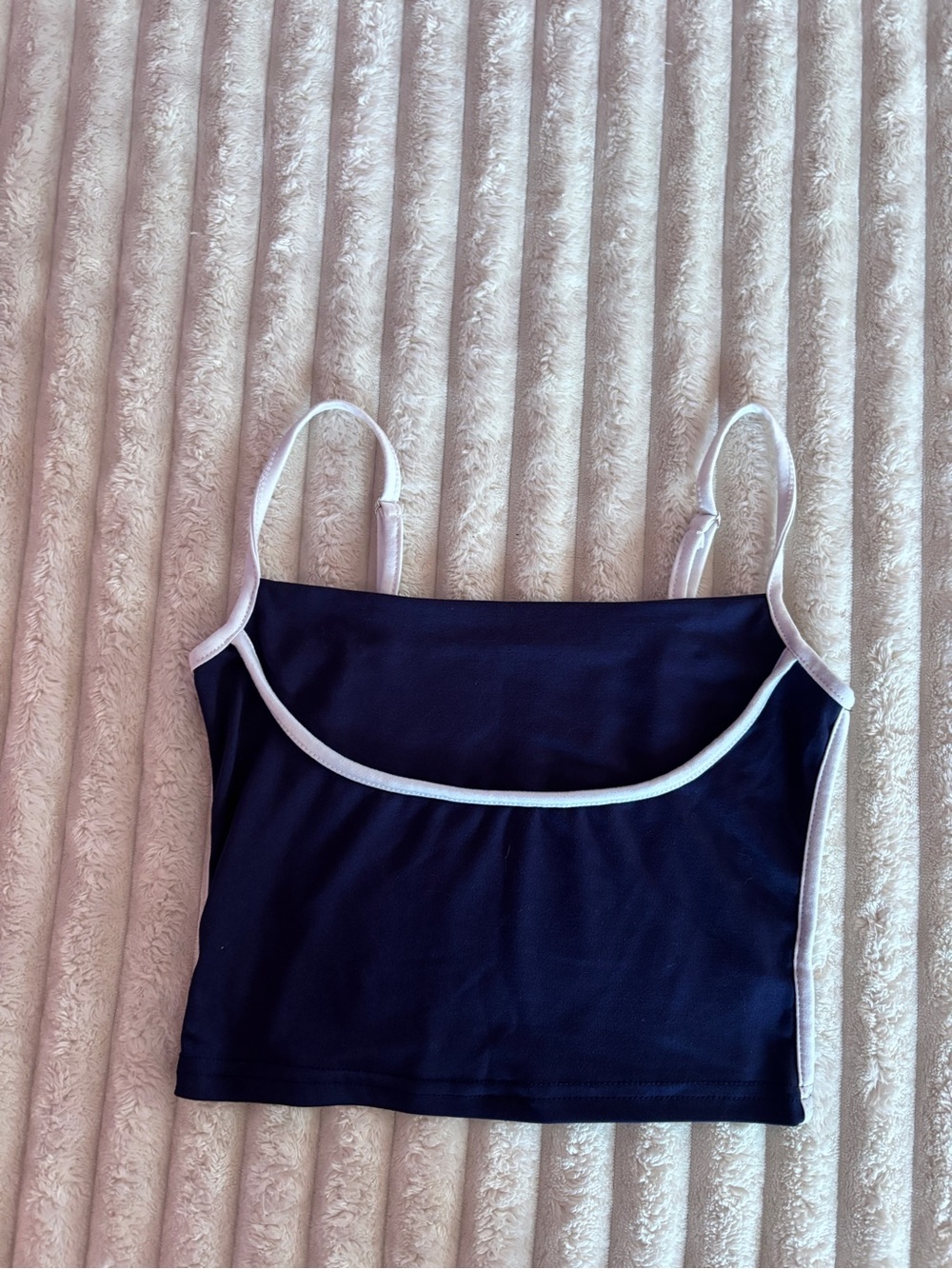 Navy Contrast-Trim Cropped Cami